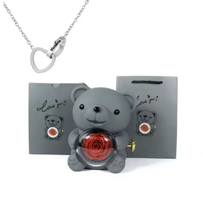 Pudełko na biżuterię z wiecznym misiem różowym z naszyjnikiem